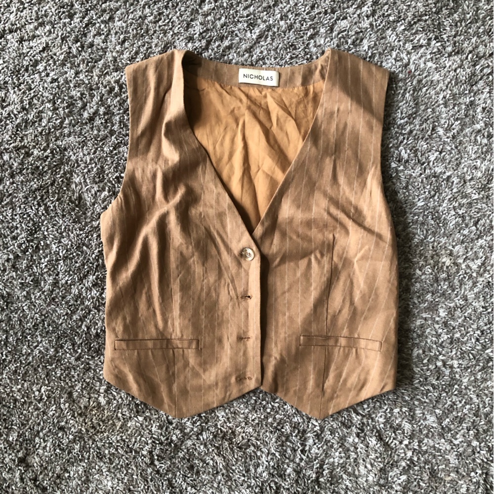 Nicholas Colbie Striped Linen Vest Sz6 - Picture 5 of 8
